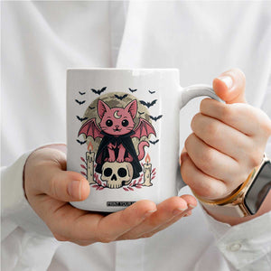 Cute Pastel Goth Vampire Cat Coffee Mug Funny Gothic Halloween Art TS12 Print Your Wear