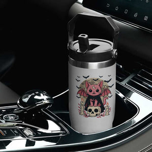 Cute Pastel Goth Vampire Cat Flip Straw Tumbler Funny Gothic Halloween Art TS12 Print Your Wear
