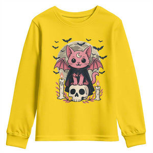 Cute Pastel Goth Vampire Cat Youth Sweatshirt Funny Gothic Halloween Art TS12 Daisy Print Your Wear