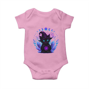 Witchy Black Cat Baby Onesie Funny Spellcasting Pastel Goth Aesthetic TS12 Light Pink Print Your Wear
