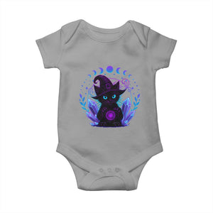 Witchy Black Cat Baby Onesie Funny Spellcasting Pastel Goth Aesthetic TS12 Sport Gray Print Your Wear