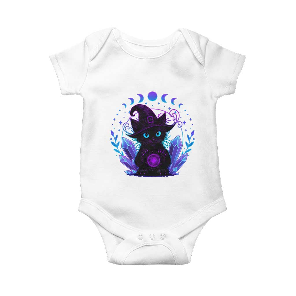 Witchy Black Cat Baby Onesie Funny Spellcasting Pastel Goth Aesthetic TS12 White Print Your Wear