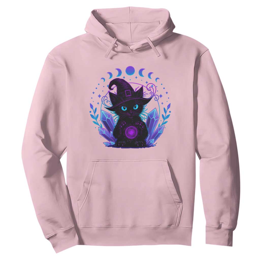 Witchy Black Cat Hoodie Funny Spellcasting Pastel Goth Aesthetic TS12 Light Pink Print Your Wear