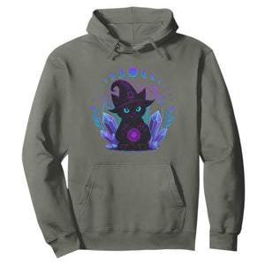 Witchy Black Cat Hoodie Funny Spellcasting Pastel Goth Aesthetic TS12 Military Green Print Your Wear