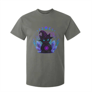Witchy Black Cat T Shirt For Kid Funny Spellcasting Pastel Goth Aesthetic TS12 Military Green Print Your Wear