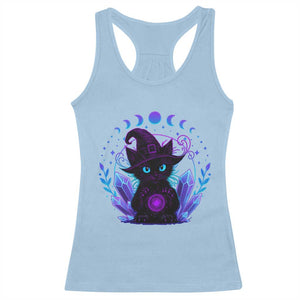 Witchy Black Cat Racerback Tank Top Funny Spellcasting Pastel Goth Aesthetic TS12 Light Blue Print Your Wear