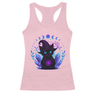 Witchy Black Cat Racerback Tank Top Funny Spellcasting Pastel Goth Aesthetic TS12 Light Pink Print Your Wear