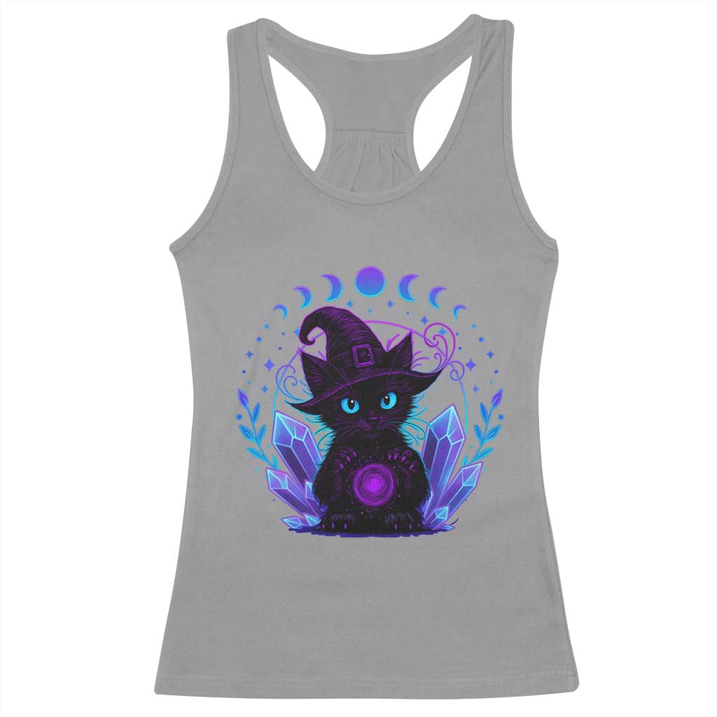 Witchy Black Cat Racerback Tank Top Funny Spellcasting Pastel Goth Aesthetic TS12 Sport Gray Print Your Wear