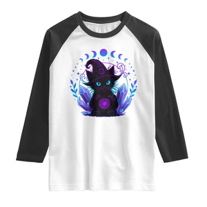 Witchy Black Cat Raglan Shirt Funny Spellcasting Pastel Goth Aesthetic TS12 White Black Print Your Wear