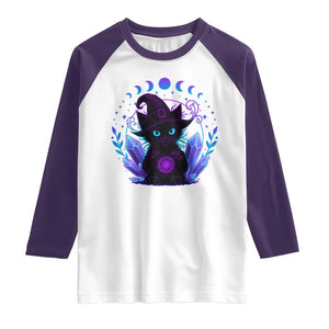 Witchy Black Cat Raglan Shirt Funny Spellcasting Pastel Goth Aesthetic TS12 White Purple Print Your Wear