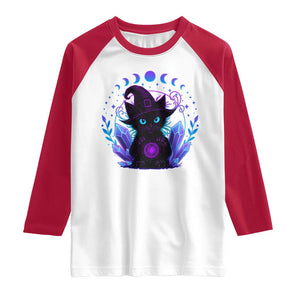 Witchy Black Cat Raglan Shirt Funny Spellcasting Pastel Goth Aesthetic TS12 White Red Print Your Wear