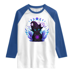 Witchy Black Cat Raglan Shirt Funny Spellcasting Pastel Goth Aesthetic TS12 White Royal Print Your Wear