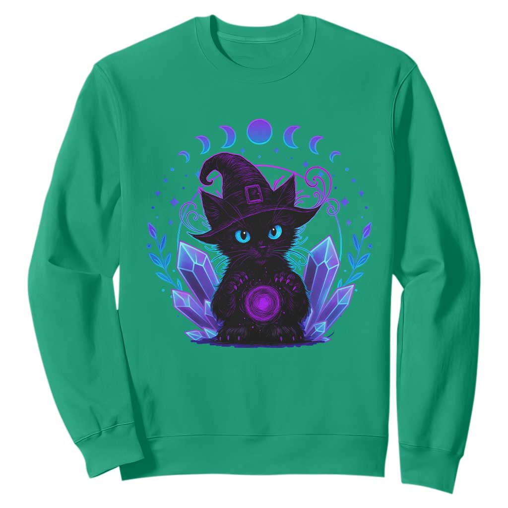 Witchy Black Cat Sweatshirt Funny Spellcasting Pastel Goth Aesthetic TS12 Irish Green Print Your Wear