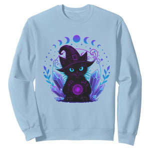 Witchy Black Cat Sweatshirt Funny Spellcasting Pastel Goth Aesthetic TS12 Light Blue Print Your Wear