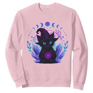 Witchy Black Cat Sweatshirt Funny Spellcasting Pastel Goth Aesthetic TS12 Light Pink Print Your Wear