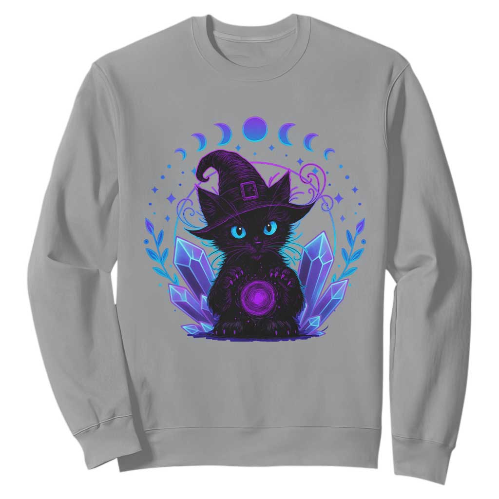 Witchy Black Cat Sweatshirt Funny Spellcasting Pastel Goth Aesthetic TS12 Sport Gray Print Your Wear