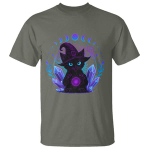 Witchy Black Cat T Shirt Funny Spellcasting Pastel Goth Aesthetic TS12 Military Green Print Your Wear