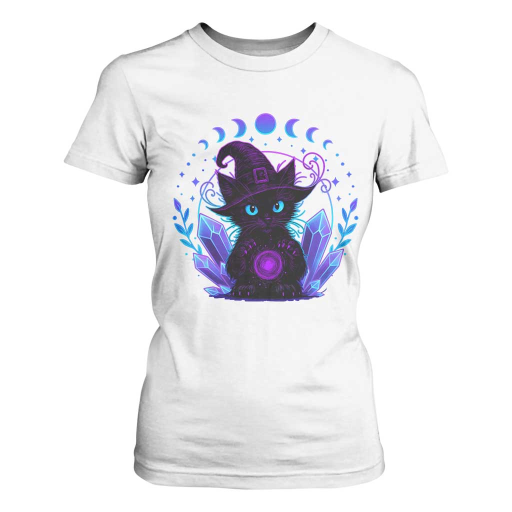 Witchy Black Cat T Shirt For Women Funny Spellcasting Pastel Goth Aesthetic TS12 White Print Your Wear