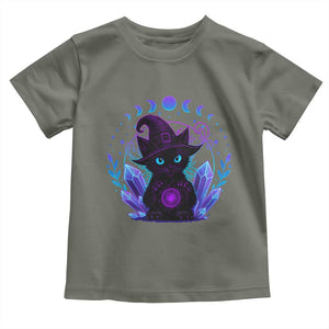 Witchy Black Cat Toddler T Shirt Funny Spellcasting Pastel Goth Aesthetic TS12 Military Green Print Your Wear
