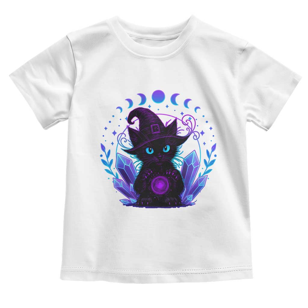 Witchy Black Cat Toddler T Shirt Funny Spellcasting Pastel Goth Aesthetic TS12 White Print Your Wear