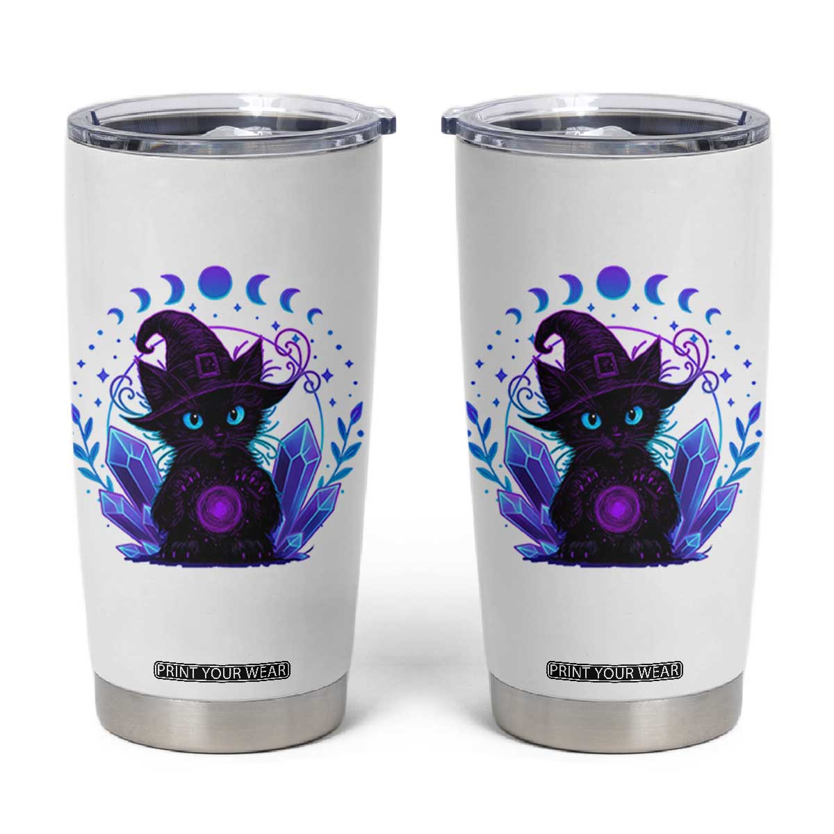 Witchy Black Cat Tumbler Cup Funny Spellcasting Pastel Goth Aesthetic TS12 White Print Your Wear