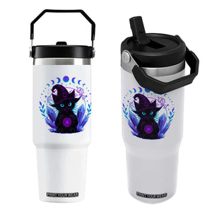 Witchy Black Cat Flip Straw Tumbler Funny Spellcasting Pastel Goth Aesthetic TS12 One Size: 30 oz White Print Your Wear