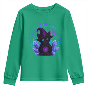 Witchy Black Cat Youth Sweatshirt Funny Spellcasting Pastel Goth Aesthetic TS12 Irish Green Print Your Wear
