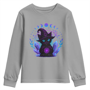 Witchy Black Cat Youth Sweatshirt Funny Spellcasting Pastel Goth Aesthetic TS12 Sport Gray Print Your Wear