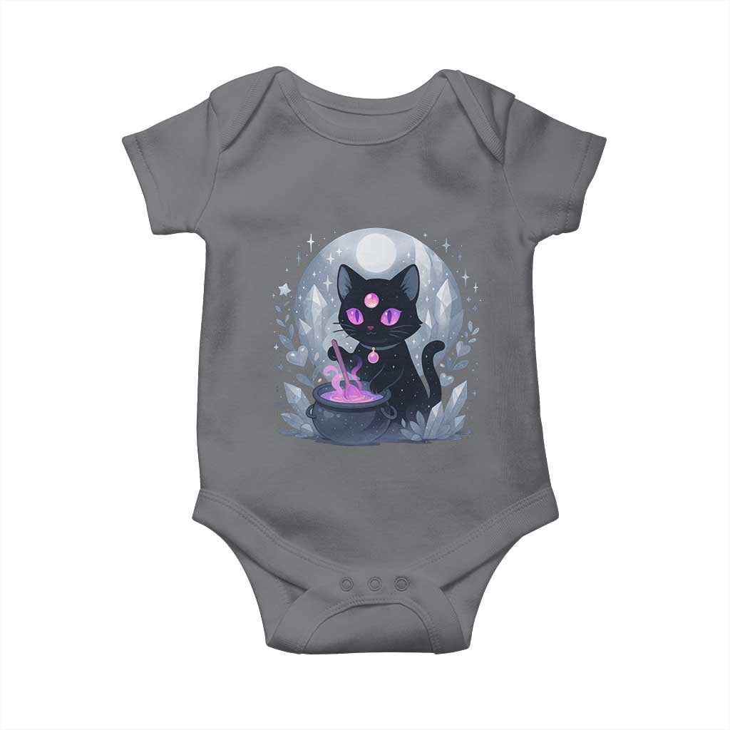 Witchy Black Cat Baby Onesie Brewing Magic Funny Pastel Goth Art TS12 Charcoal Print Your Wear