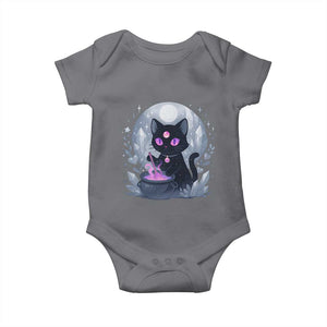 Witchy Black Cat Baby Onesie Brewing Magic Funny Pastel Goth Art TS12 Charcoal Print Your Wear