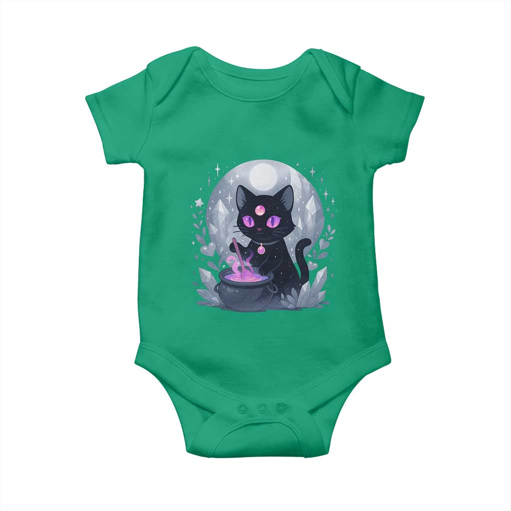 Witchy Black Cat Baby Onesie Brewing Magic Funny Pastel Goth Art TS12 Irish Green Print Your Wear