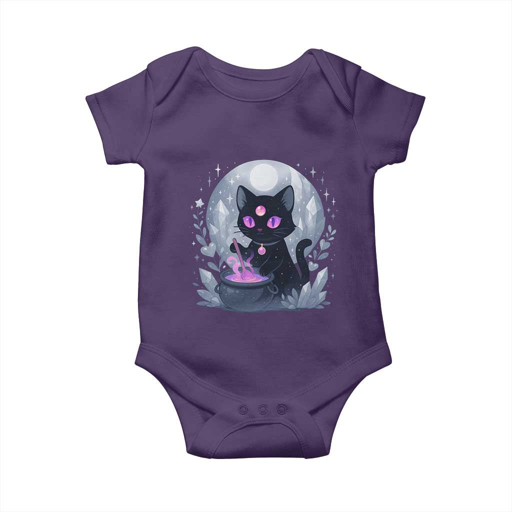 Witchy Black Cat Baby Onesie Brewing Magic Funny Pastel Goth Art TS12 Purple Print Your Wear