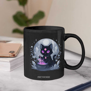 Witchy Black Cat Coffee Mug Brewing Magic Funny Pastel Goth Art TS12 Print Your Wear