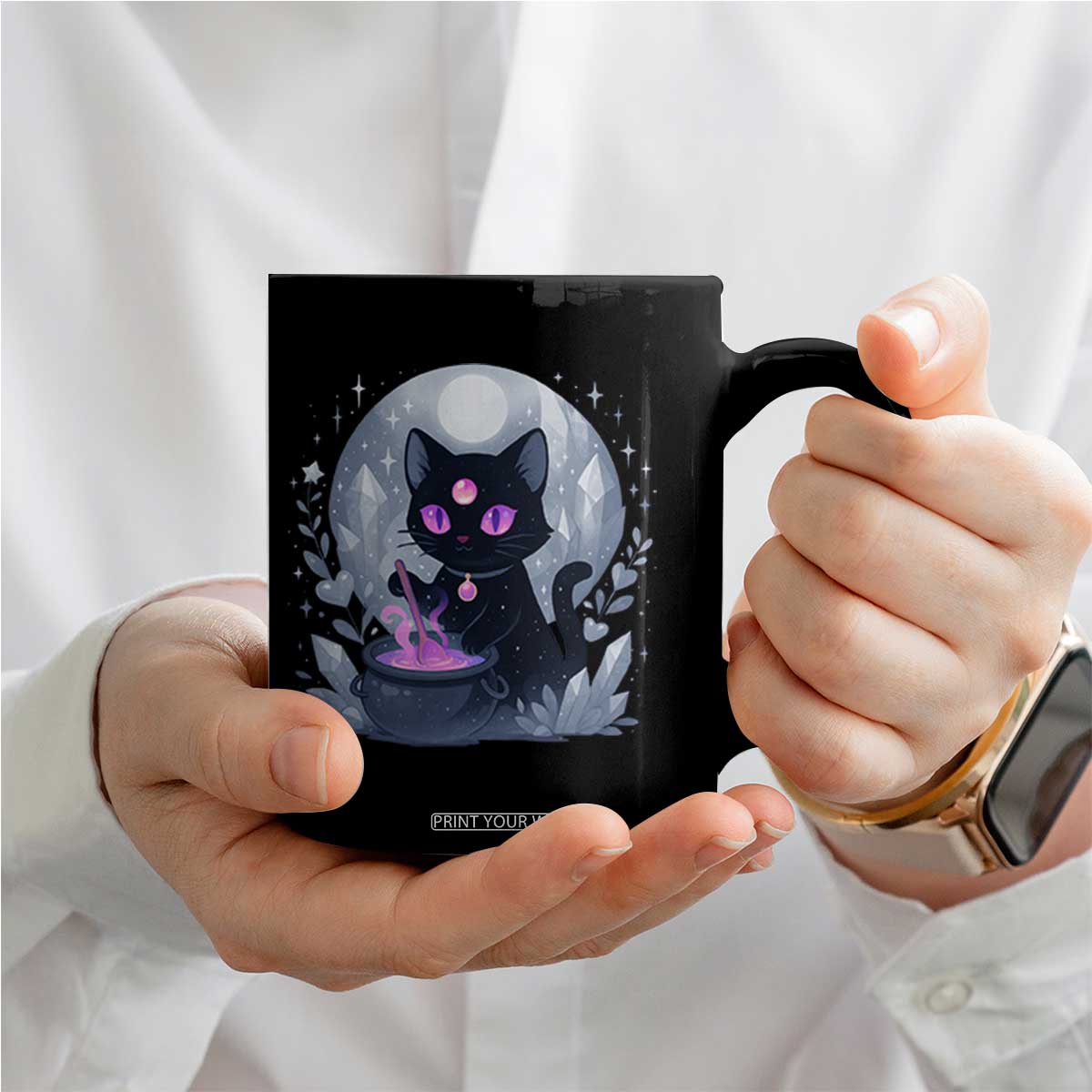 Witchy Black Cat Coffee Mug Brewing Magic Funny Pastel Goth Art TS12 Print Your Wear