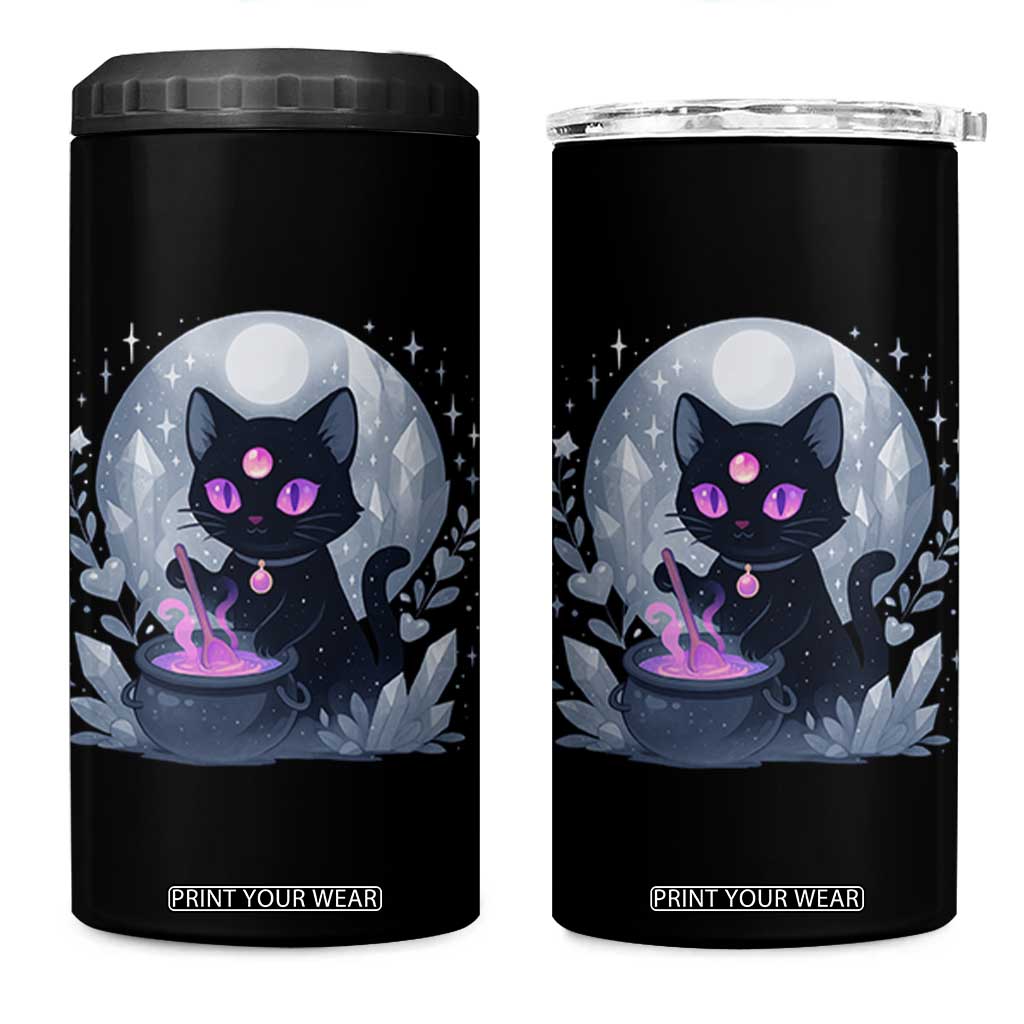 Witchy Black Cat 4 in 1 Can Cooler Tumbler Brewing Magic Funny Pastel Goth Art TS12 One Size: 16 oz Black Print Your Wear