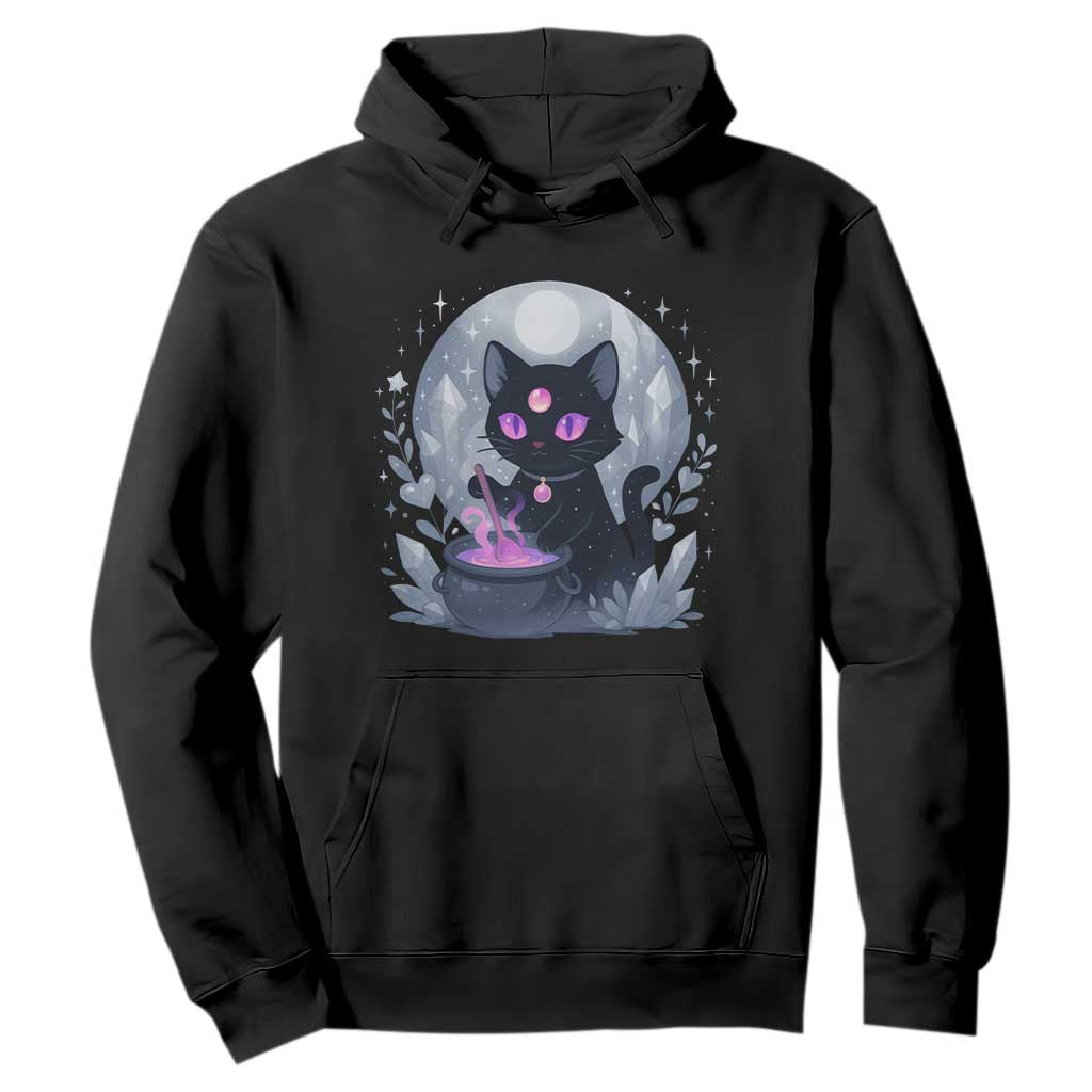Witchy Black Cat Hoodie Brewing Magic Funny Pastel Goth Art TS12 Black Print Your Wear