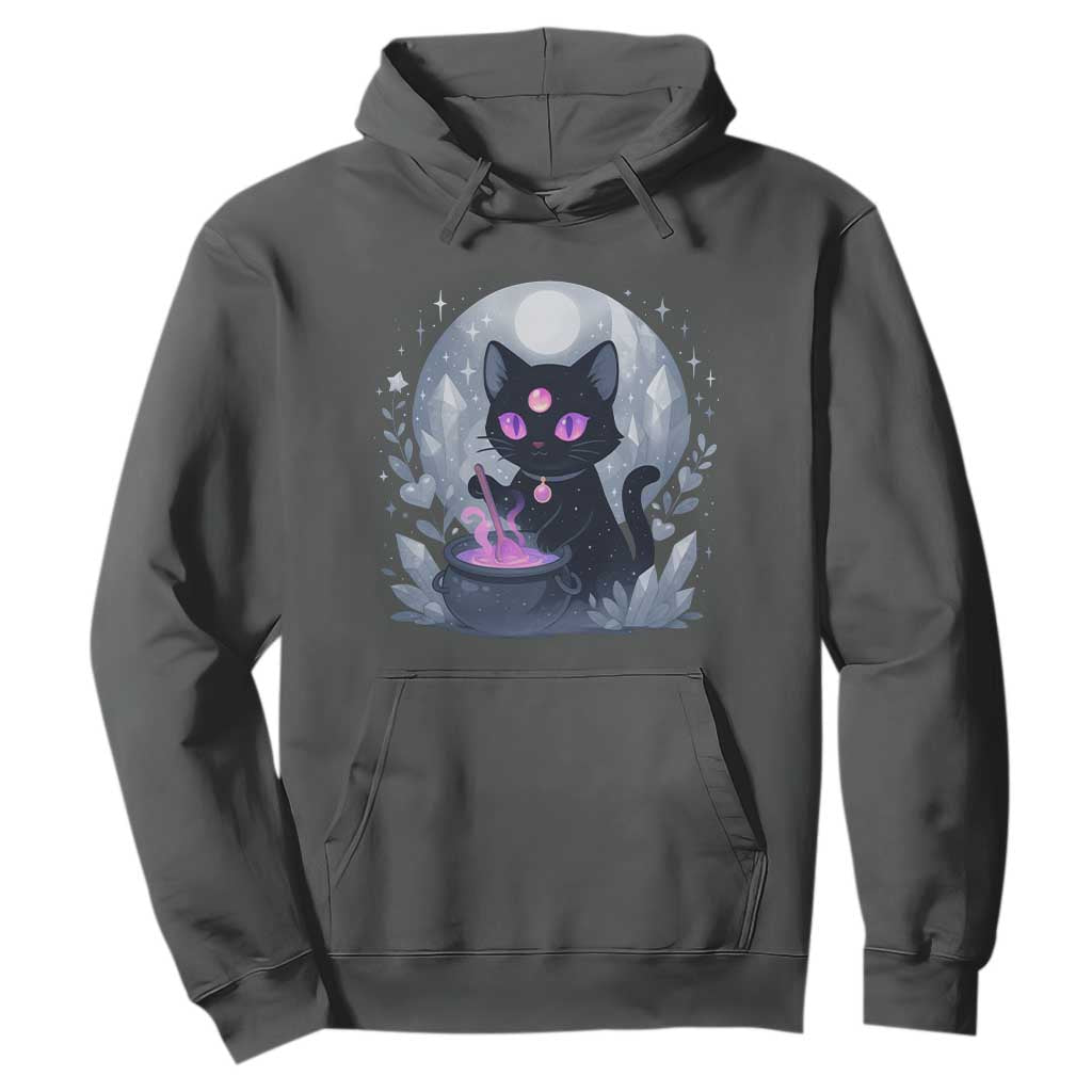 Witchy Black Cat Hoodie Brewing Magic Funny Pastel Goth Art TS12 Dark Heather Print Your Wear