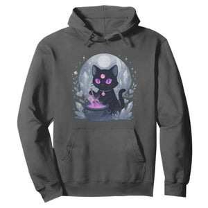 Witchy Black Cat Hoodie Brewing Magic Funny Pastel Goth Art TS12 Dark Heather Print Your Wear