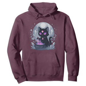 Witchy Black Cat Hoodie Brewing Magic Funny Pastel Goth Art TS12 Maroon Print Your Wear