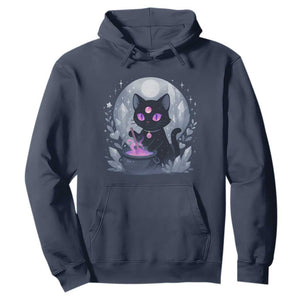 Witchy Black Cat Hoodie Brewing Magic Funny Pastel Goth Art TS12 Navy Print Your Wear