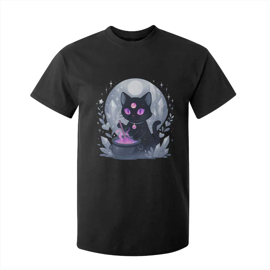 Witchy Black Cat T Shirt For Kid Brewing Magic Funny Pastel Goth Art TS12 Black Print Your Wear