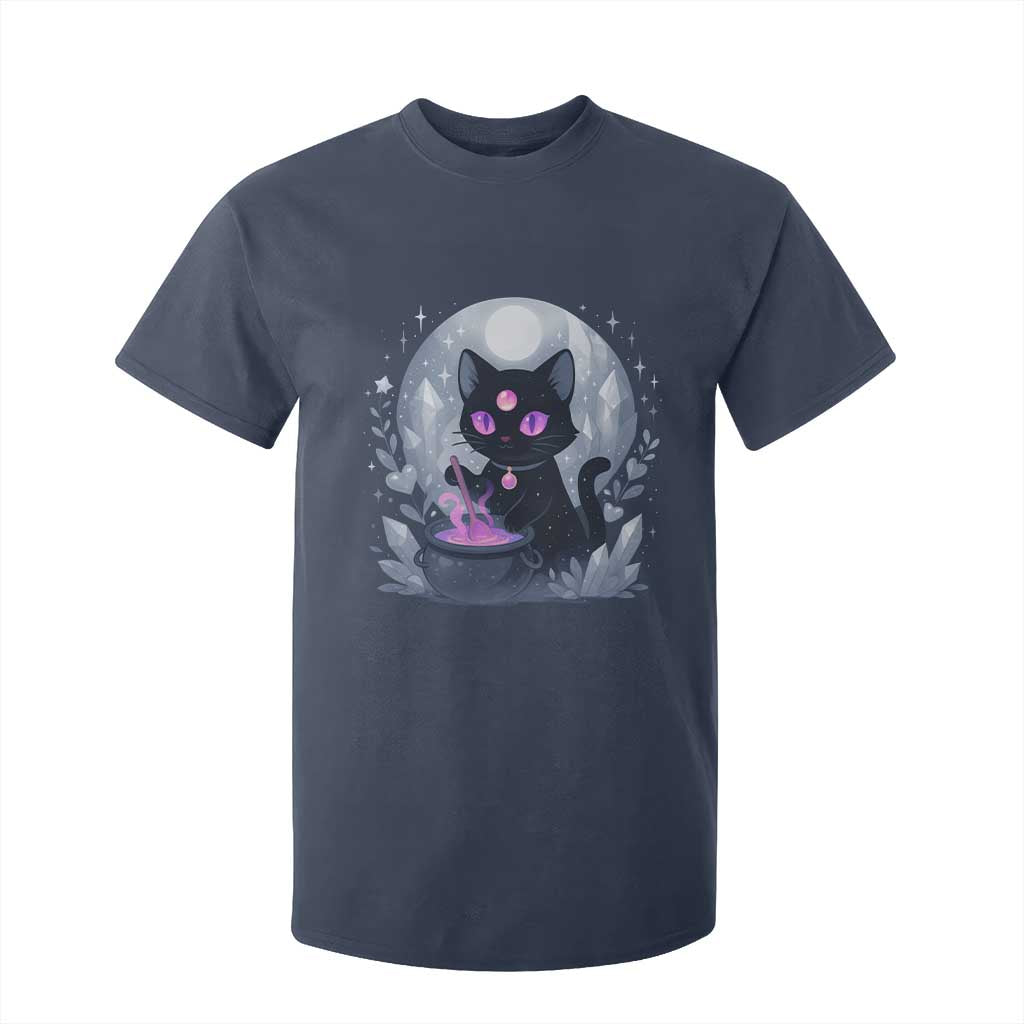Witchy Black Cat T Shirt For Kid Brewing Magic Funny Pastel Goth Art TS12 Navy Print Your Wear