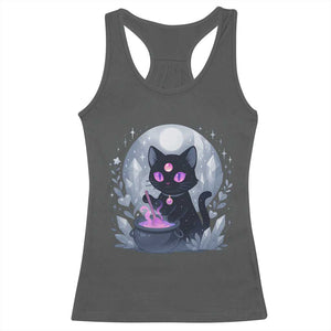 Witchy Black Cat Racerback Tank Top Brewing Magic Funny Pastel Goth Art TS12 Dark Heather Print Your Wear
