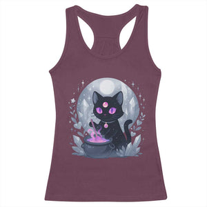 Witchy Black Cat Racerback Tank Top Brewing Magic Funny Pastel Goth Art TS12 Maroon Print Your Wear