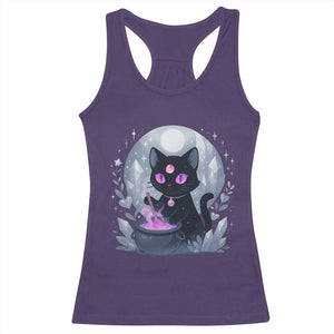 Witchy Black Cat Racerback Tank Top Brewing Magic Funny Pastel Goth Art TS12 Purple Print Your Wear