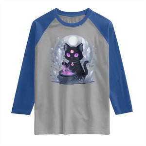 Witchy Black Cat Raglan Shirt Brewing Magic Funny Pastel Goth Art TS12 Sport Gray Royal Print Your Wear