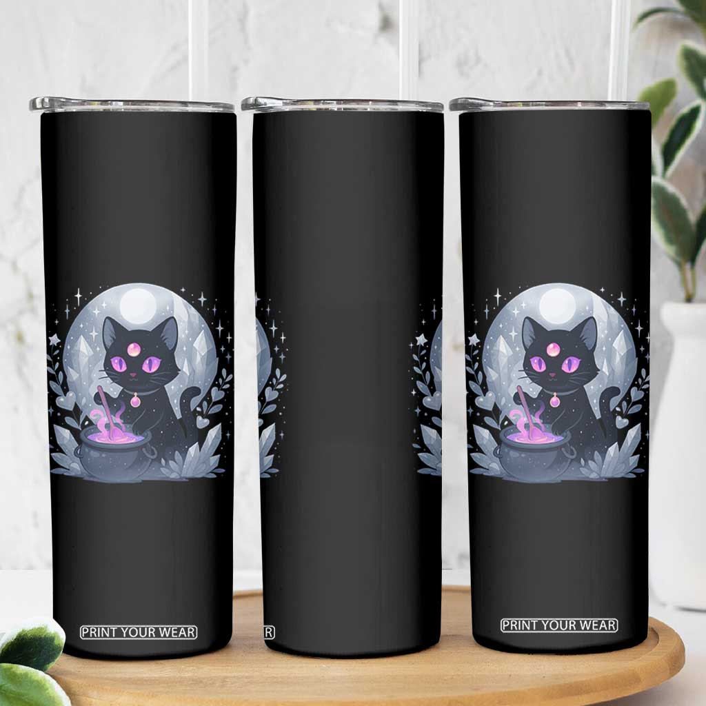 Witchy Black Cat Skinny Tumbler Brewing Magic Funny Pastel Goth Art TS12 Print Your Wear