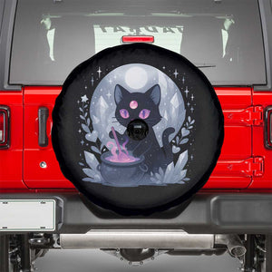 Witchy Black Cat Spare Tire Cover Brewing Magic Funny Pastel Goth Art TS12 Black Print Your Wear