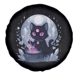 Witchy Black Cat Spare Tire Cover Brewing Magic Funny Pastel Goth Art TS12 Print Your Wear