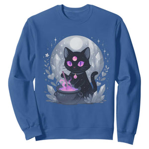 Witchy Black Cat Sweatshirt Brewing Magic Funny Pastel Goth Art TS12 Royal Blue Print Your Wear